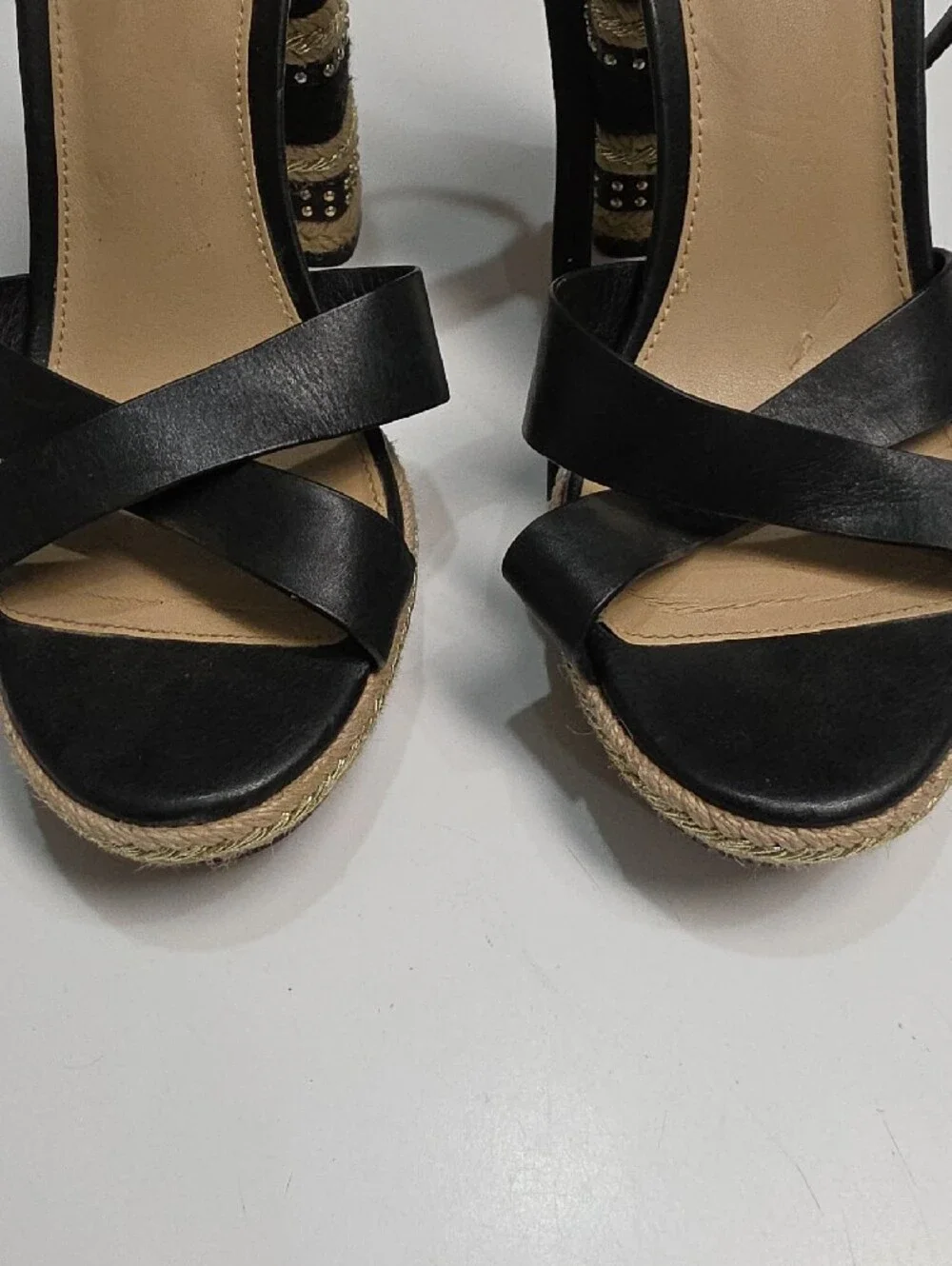 ALDO Esmerie Black Combo Strappy Espadrille Wedge Sandals - Size 11